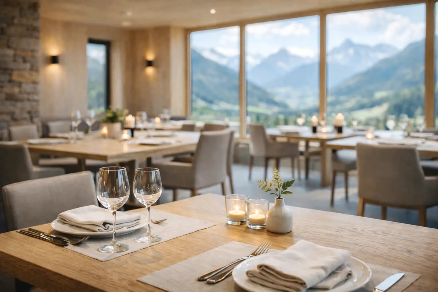 Gedeckter Tisch in einem Hotel mit LABURNIQ Ausstattung